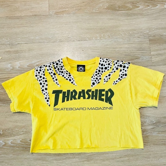 Thrasher | Tops | Vintage Reworked Thrasher Cropped Tshirt | Poshmark